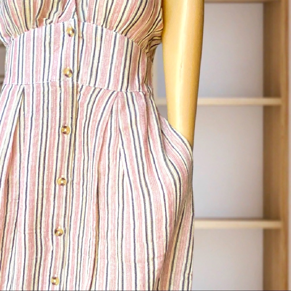 🆕 Billabong | Hidden Coves Stripe Sleeveless Button-Up Maxi Dress.